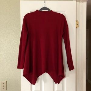 High neck Red long sleeve sweater